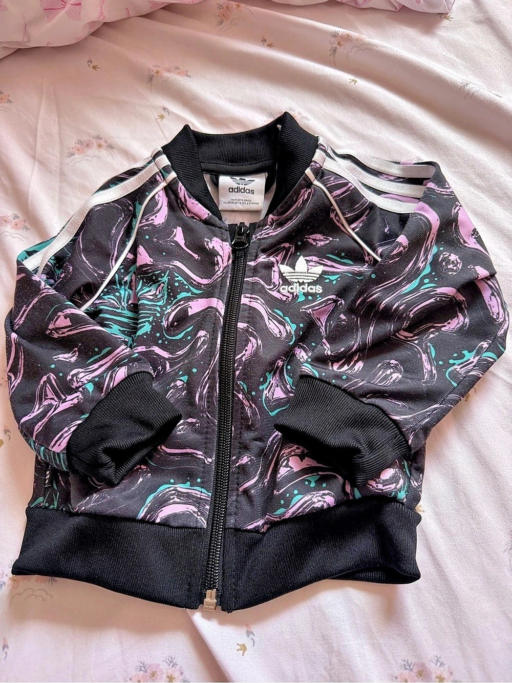 adidas Abstract Track Jacket in Black & Purple Size Medium 6M baby